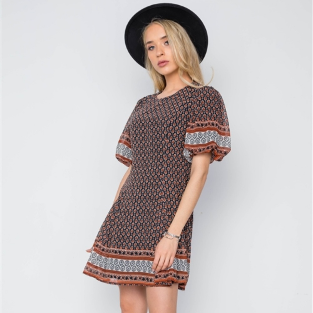 MULTI PRINT SWING DRESS